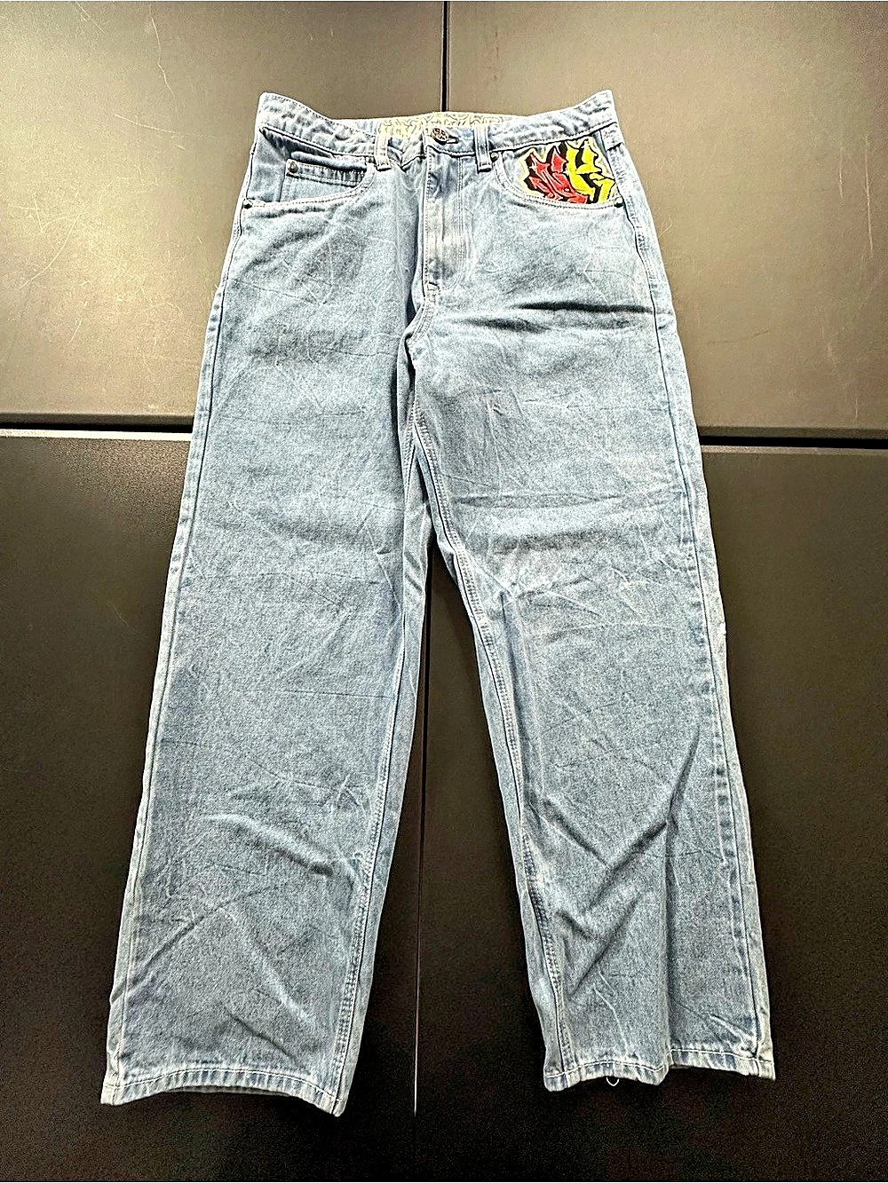Ninth Hall Ambush embroidery Baggy Blue Denim Jeans size 32